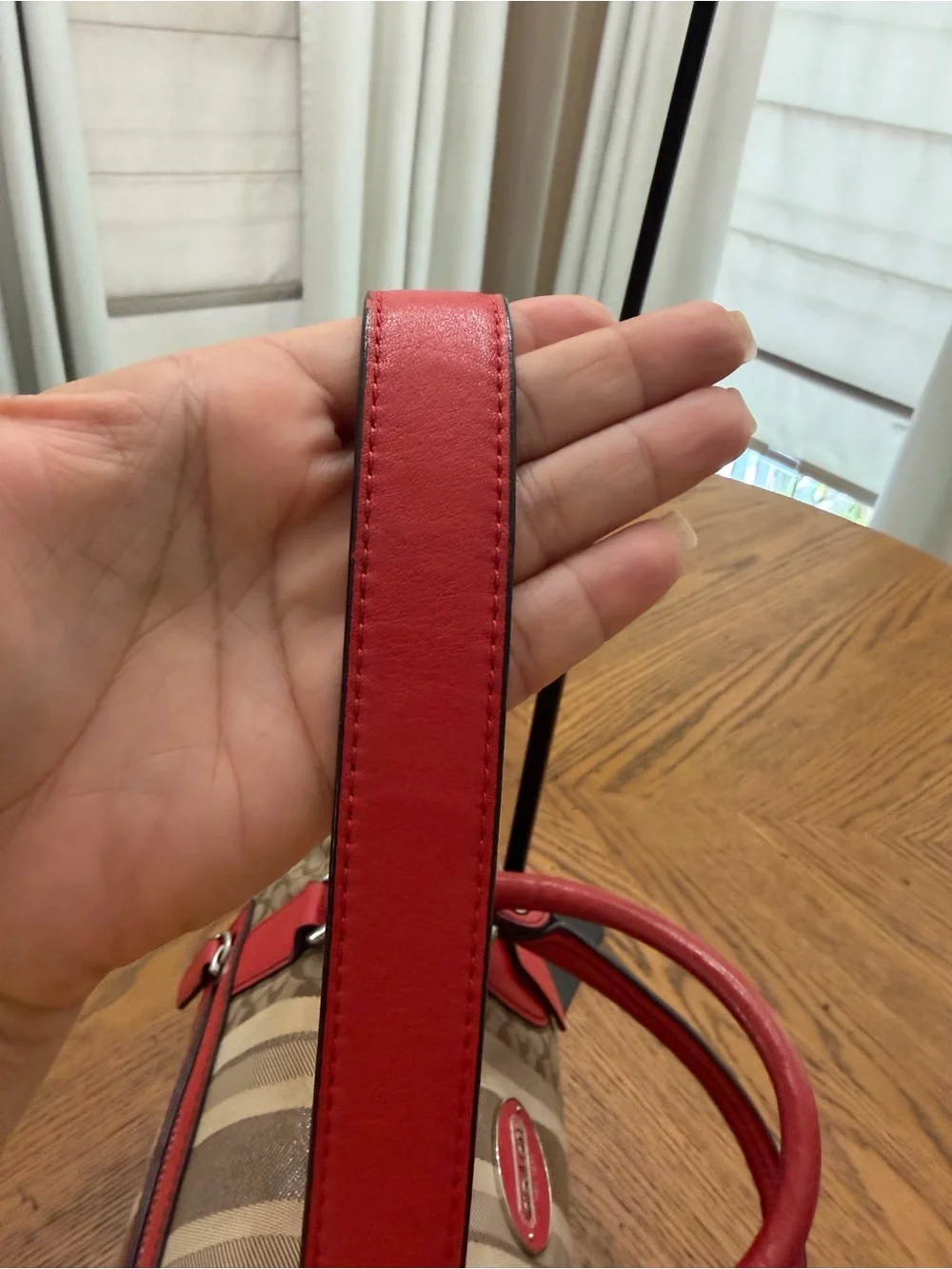 Coach Legacy Signature Canvas Satchel with Red Trim and Tassels